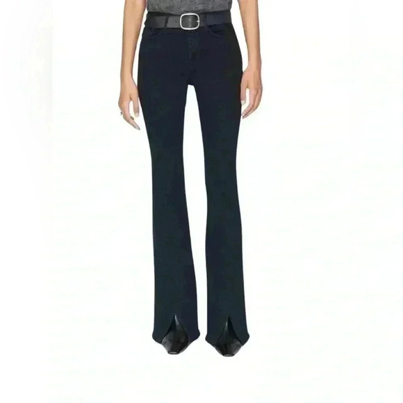 NWT Frame Le one Flare Le High Slit Hem black Larsen jeans sz 2 (fits 29-34) - Picture 2 of 10
